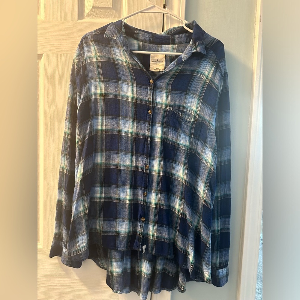 American Eagle high low flannel